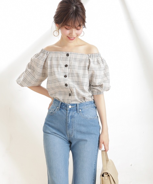 natural couture（ナチュラルクチュール）の「着方いろいろ楽しめるブラウス（シャツ/ブラウス・レディース・ブラック/ピンク/チェック/アイボリー・FREE）」の12枚目の写真