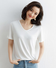 とろみVネックシンプルTシャツ