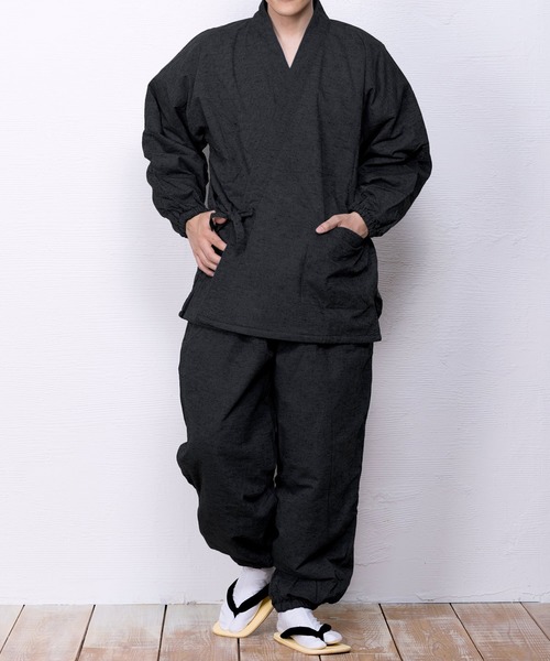 KYOETSU（キョウエツ）の「冬用フリース作務衣（着物・メンズ・ブラウン/ブルー/パープル/ブラック/グレー/ネイビー・LL/S/M/L/3L/4L）」の7枚目の写真