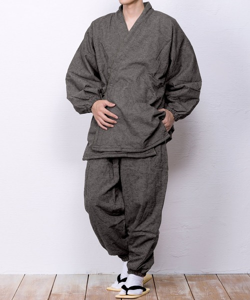 KYOETSU（キョウエツ）の「冬用フリース作務衣（着物・メンズ・ブラウン/ブルー/パープル/ブラック/グレー/ネイビー・LL/S/M/L/3L/4L）」の9枚目の写真