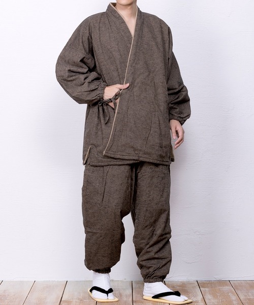 KYOETSU（キョウエツ）の「冬用フリース作務衣（着物・メンズ・ブラウン/ブルー/パープル/ブラック/グレー/ネイビー・LL/S/M/L/3L/4L）」の12枚目の写真