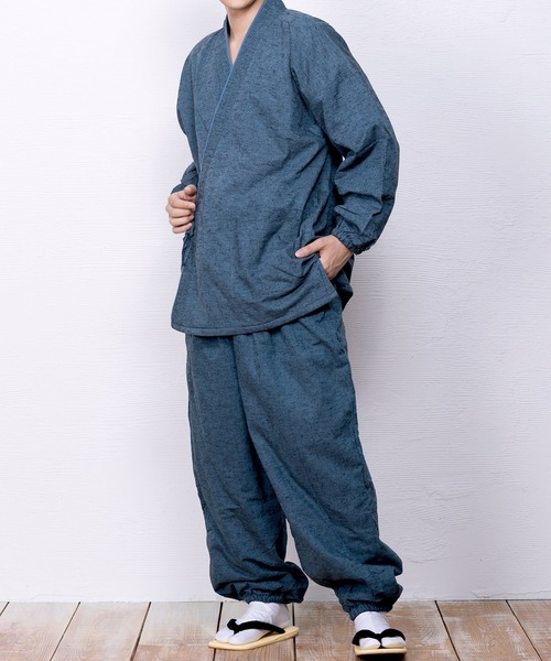 KYOETSU（キョウエツ）の「冬用フリース作務衣（着物・メンズ・ブラウン/ブルー/パープル/ブラック/グレー/ネイビー・LL/S/M/L/3L/4L）」の17枚目の写真