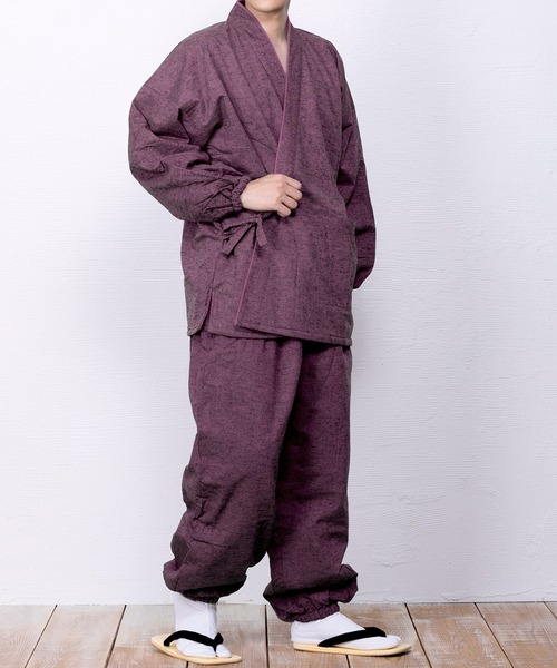 KYOETSU（キョウエツ）の「冬用フリース作務衣（着物・メンズ・ブラウン/ブルー/パープル/ブラック/グレー/ネイビー・LL/S/M/L/3L/4L）」の19枚目の写真