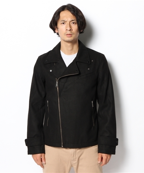 WEGO（ウィゴー）の「WEGO/ボンディングライダースジャケット（ライダースジャケット・メンズ・ブラック/レッド・LARGE/MEDIUM）」の7枚目の写真