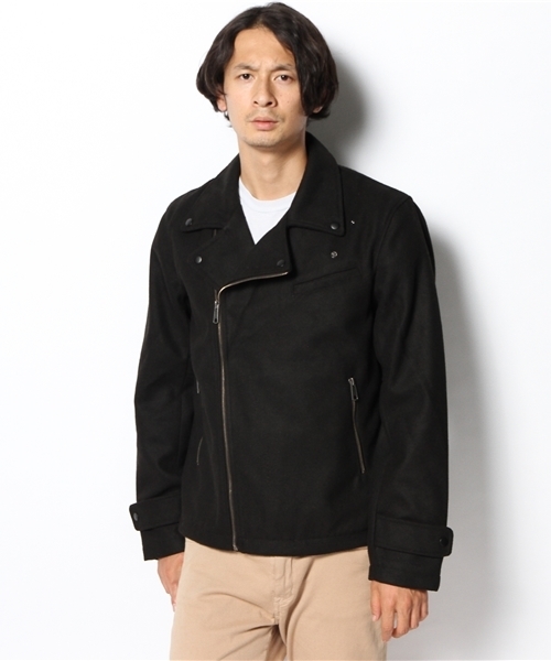 WEGO（ウィゴー）の「WEGO/ボンディングライダースジャケット（ライダースジャケット・メンズ・ブラック/レッド・LARGE/MEDIUM）」の5枚目の写真