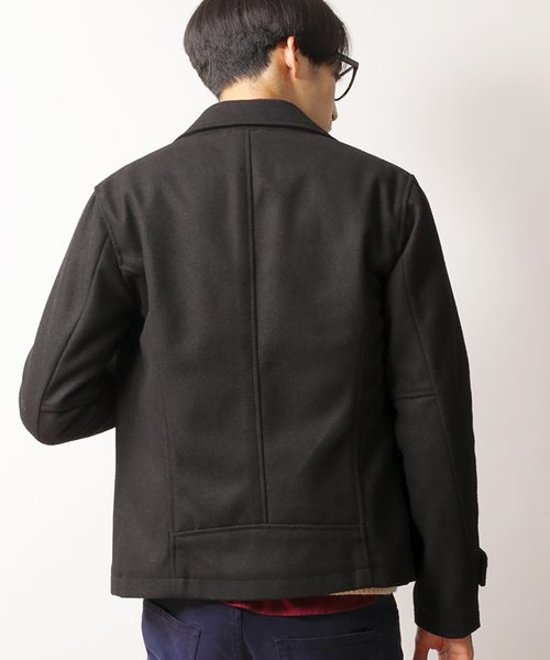 WEGO（ウィゴー）の「WEGO/ボンディングライダースジャケット（ライダースジャケット・メンズ・ブラック/レッド・LARGE/MEDIUM）」の4枚目の写真