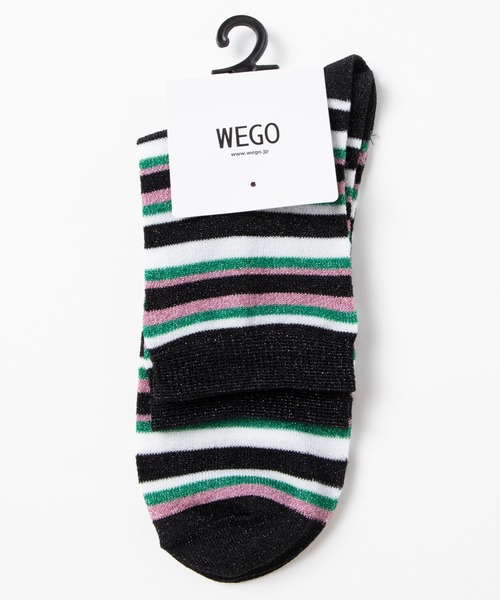 WEGO（ウィゴー）の「WEGO/マルチボーダーラメソックス（ソックス/靴下・レディース・ライム/ブラック/パープル・FREE）」の4枚目の写真