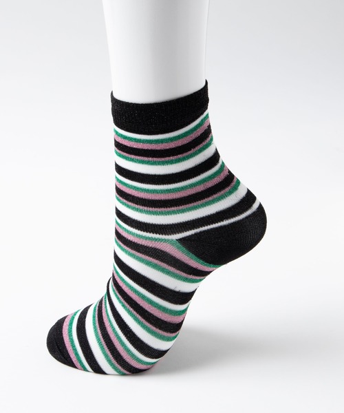 WEGO（ウィゴー）の「WEGO/マルチボーダーラメソックス（ソックス/靴下・レディース・ライム/ブラック/パープル・FREE）」の6枚目の写真