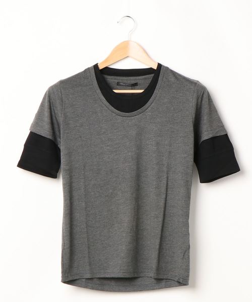 B.I.D.(ビーアイディー)の「《Bl》5分袖フェイクカットソー 無地(Tシャツ/カットソー・レディース・ホワイト/チャコールグレー/ブラック/ネイビー/スモークピンク/キャメル・LARGE/MEDIUM/X-LARGE)」の4枚目の写真