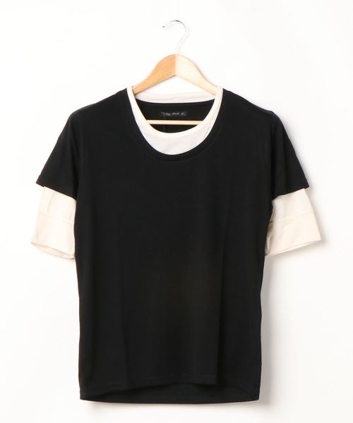 B.I.D.(ビーアイディー)の「《Bl》5分袖フェイクカットソー 無地(Tシャツ/カットソー・レディース・ホワイト/チャコールグレー/ブラック/ネイビー/スモークピンク/キャメル・LARGE/MEDIUM/X-LARGE)」の3枚目の写真