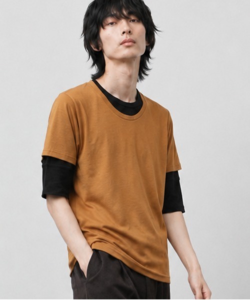 B.I.D.(ビーアイディー)の「《Bl》5分袖フェイクカットソー 無地(Tシャツ/カットソー・レディース・ホワイト/チャコールグレー/ブラック/ネイビー/スモークピンク/キャメル・LARGE/MEDIUM/X-LARGE)」の6枚目の写真