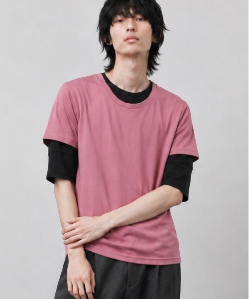 B.I.D.(ビーアイディー)の「《Bl》5分袖フェイクカットソー 無地(Tシャツ/カットソー・レディース・ホワイト/チャコールグレー/ブラック/ネイビー/スモークピンク/キャメル・LARGE/MEDIUM/X-LARGE)」の1枚目の写真