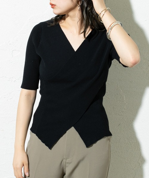 mystic（ミスティック）の「クロスリブニットプルオーバー（ニット/セーター・レディース・ブラック/ピンク/キャメル・FREE）」の2枚目の写真