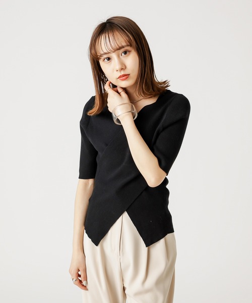 mystic（ミスティック）の「クロスリブニットプルオーバー（ニット/セーター・レディース・ブラック/ピンク/キャメル・FREE）」の14枚目の写真