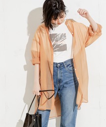 natural couture | バンドカラーシアーロングシャツ(シャツ/ブラウス)