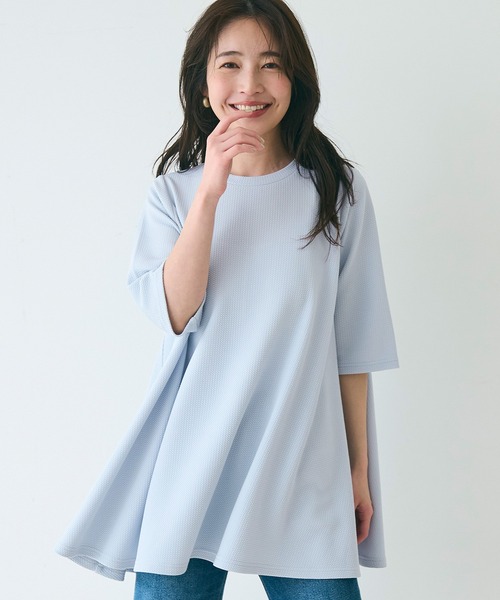 coca（coca）（コカ）の「エンボス加工Aライン半袖チュニック（T