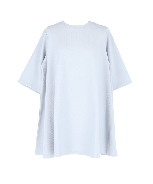 チュニック エンボス加工 イエロー 半袖 夏服 黄色 ふわふわ
