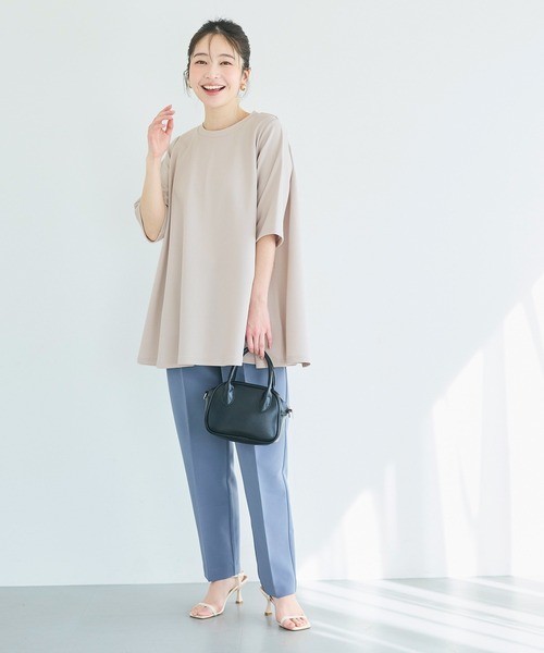エンボス加工Aライン半袖チュニック（Tシャツ/カットソー）｜coca