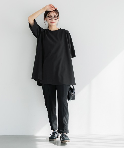 エンボス加工Aライン半袖チュニック（Tシャツ/カットソー）｜coca