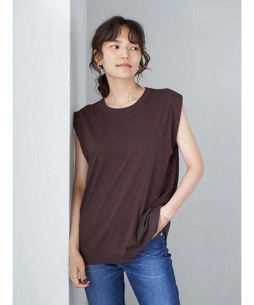 AMERICAN HOLIC(アメリカンホリック)の「ショルダータックフレンチスリーブカットプルオーバー〇 *(Tシャツ/カットソー・レディース・ブラック/ブラウン/オフホワイト/キャメル・M/L)」の4枚目の写真
