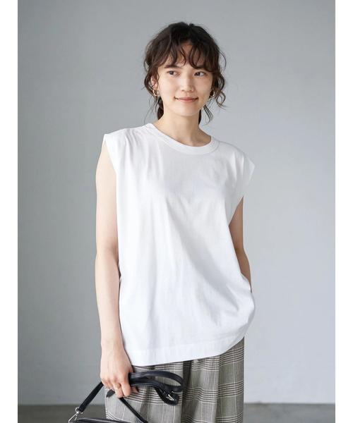 AMERICAN HOLIC(アメリカンホリック)の「ショルダータックフレンチスリーブカットプルオーバー〇 *(Tシャツ/カットソー・レディース・ブラック/ブラウン/オフホワイト/キャメル・M/L)」の2枚目の写真