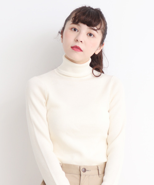 emr　新品　CHILD WOMAN リブタートル　あぜフリル　黒 CHILD WOMAN（チャイルドウーマン）の「○Extrafine merino wool