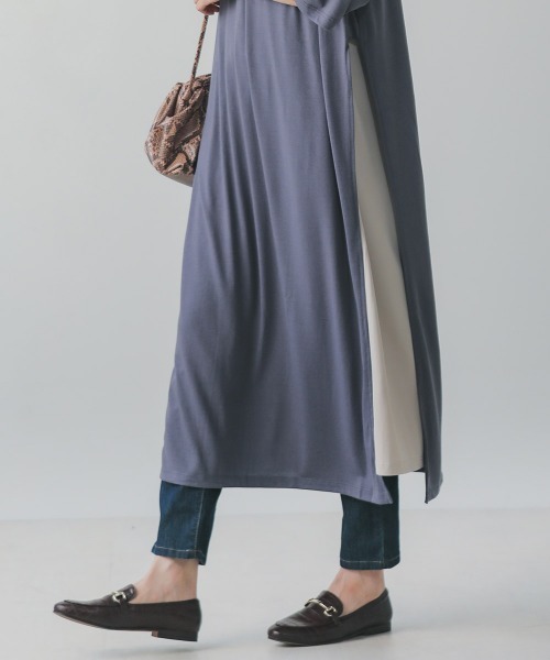 Bou Jeloud(ブージュルード)の「サイドスリットインナーセットワンピース(ワンピース・レディース・オフホワイト/ブルー・38)」の5枚目の写真