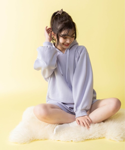 Mysa&Liina（ミーサリーナ）の「パーカー＋ショートパンツSETUP（ルームウェア/パジャマ・レディース・ベージュ/サックスブルー/グリーン/ラベンダー/ピンク/オフホワイト/ブラック/ブラウン/ピンクベージュ・M/L）」の8枚目の写真