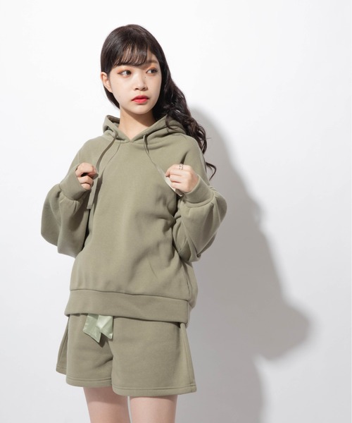 Mysa&Liina（ミーサリーナ）の「パーカー＋ショートパンツSETUP（ルームウェア/パジャマ・レディース・ベージュ/サックスブルー/グリーン/ラベンダー/ピンク/オフホワイト/ブラック/ブラウン/ピンクベージュ・M/L）」の16枚目の写真