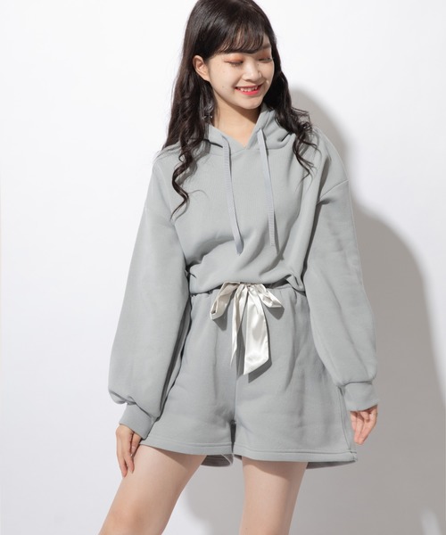 Mysa&Liina（ミーサリーナ）の「パーカー＋ショートパンツSETUP（ルームウェア/パジャマ・レディース・ベージュ/サックスブルー/グリーン/ラベンダー/ピンク/オフホワイト/ブラック/ブラウン/ピンクベージュ・M/L）」の21枚目の写真