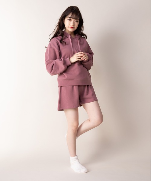 パーカー＋ショートパンツのルームウェアセット Amazon | [JudyRose] 3点セット ルームウェア ジップアップ