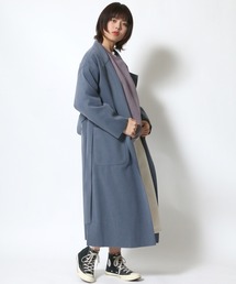 オーバーサイズ フェイクウールロングコート/ガウンコート