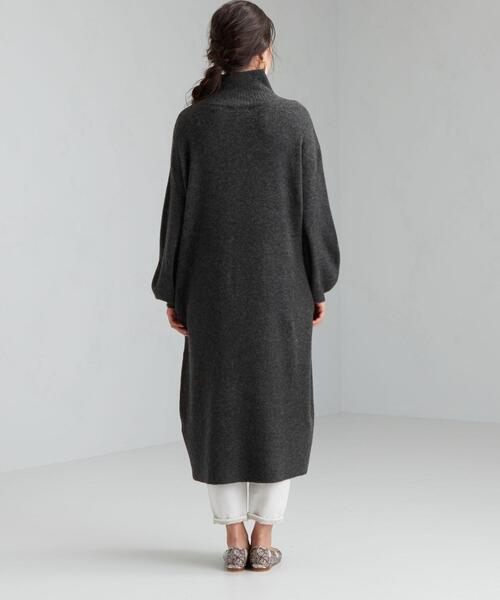 green label relaxing（グリーンレーベルリラクシング）の「CFC ボリューム スリーブ ボトル ネック ワンピース（ワンピース・レディース・ダークグレー/ベージュ/モカ・FREE）」の10枚目の写真