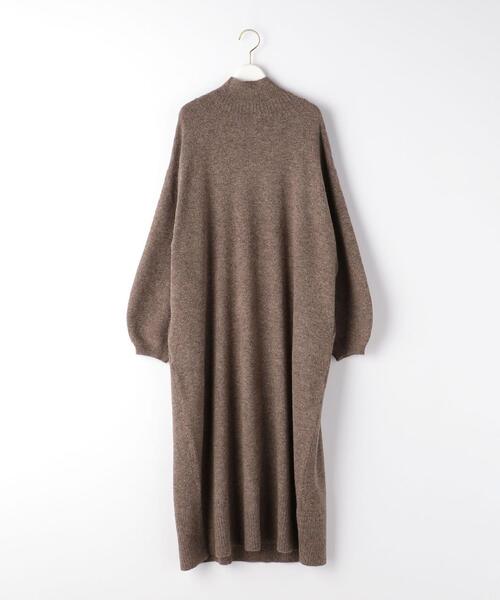 green label relaxing（グリーンレーベルリラクシング）の「CFC ボリューム スリーブ ボトル ネック ワンピース（ワンピース・レディース・ダークグレー/ベージュ/モカ・FREE）」の6枚目の写真