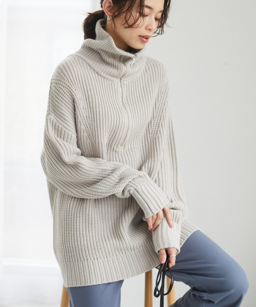 Green Parks グリーンパークス の ジップアップニットプルオーバー ニット セーター Wear