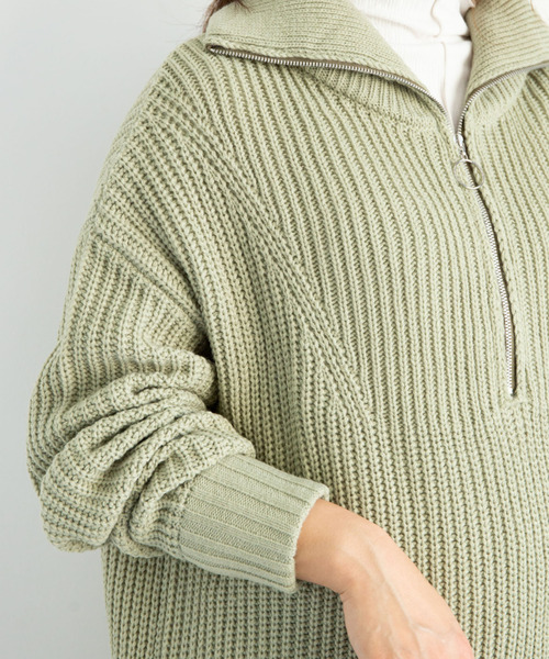 Green Parks（グリーンパークス）の「ジップアップニットプルオーバー