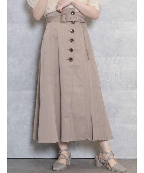 dazzlin(ダズリン)の「サイドプリーツボタンフレアスカート(スカート・レディース・ブルー/ベージュ/モカ・SMALL/MEDIUM)」の2枚目の写真