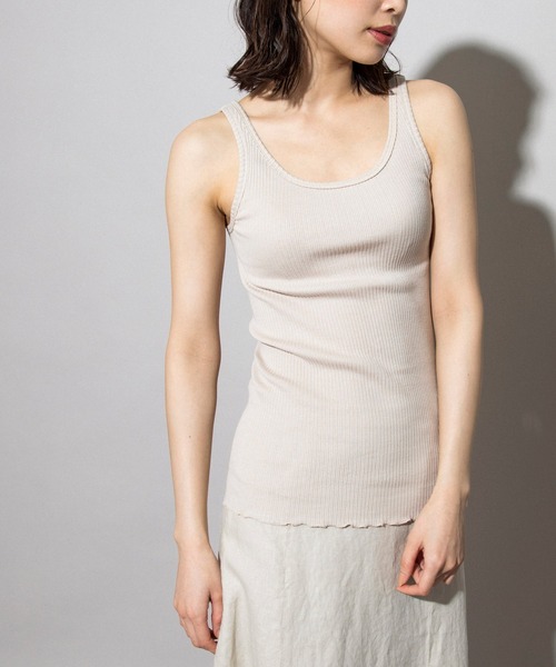 Munich（ミューニック）の「コットンリブタンクトップ（タンクトップ・レディース・グレイッシュベージュ/ホワイト/ブラウン/カーキ/ブラック/ライトグレー・FREE）」の13枚目の写真