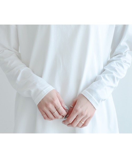 reca(レカ)の「USAコットン ボートネックロングTシャツ(Tシャツ/カットソー・レディース・ベージュ/ブラック/オフホワイト/グレイッシュベージュ・M)」の16枚目の写真