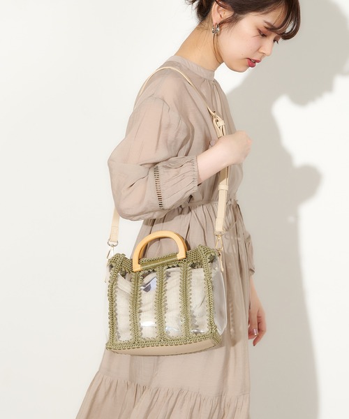 natural couture（ナチュラルクチュール）の「パッチワークビニールバッグ（ハンドバッグ・レディース・ベージュ/ミント・FREE）」の14枚目の写真