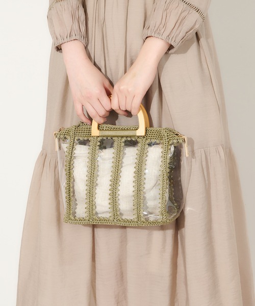natural couture（ナチュラルクチュール）の「パッチワークビニールバッグ（ハンドバッグ・レディース・ベージュ/ミント・FREE）」の9枚目の写真