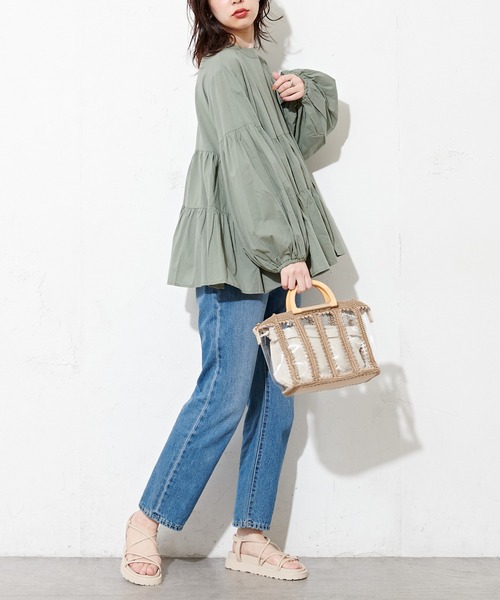 natural couture（ナチュラルクチュール）の「パッチワークビニールバッグ（ハンドバッグ・レディース・ベージュ/ミント・FREE）」の3枚目の写真
