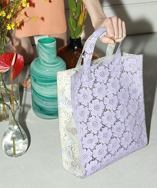 Casselini（キャセリーニ）の「レーストート（トートバッグ・レディース・アイボリー/クリーム/ブルー系その他/グリーン・FREE）」の3枚目の写真