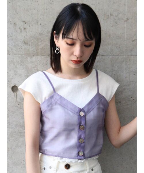 MURUA（ムルーア）の「シアーキャミレイヤードトップス（Tシャツ/カットソー・レディース・ブラック/パープル/ベージュ・FREE）」の10枚目の写真