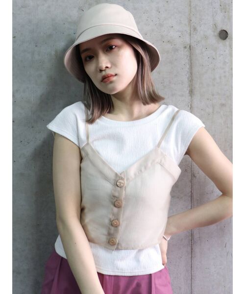 MURUA（ムルーア）の「シアーキャミレイヤードトップス（Tシャツ/カットソー・レディース・ブラック/パープル/ベージュ・FREE）」の7枚目の写真