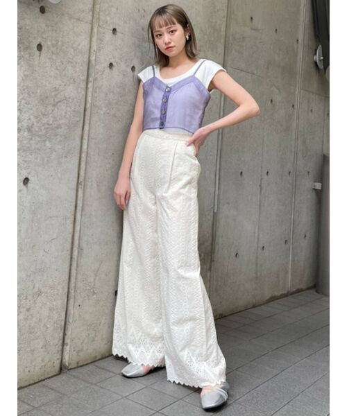 MURUA（ムルーア）の「シアーキャミレイヤードトップス（Tシャツ/カットソー・レディース・ブラック/パープル/ベージュ・FREE）」の9枚目の写真