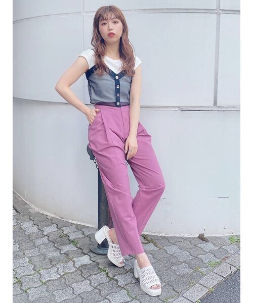 MURUA（ムルーア）の「シアーキャミレイヤードトップス（Tシャツ/カットソー・レディース・ブラック/パープル/ベージュ・FREE）」の14枚目の写真