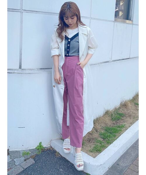 MURUA（ムルーア）の「シアーキャミレイヤードトップス（Tシャツ/カットソー・レディース・ブラック/パープル/ベージュ・FREE）」の8枚目の写真