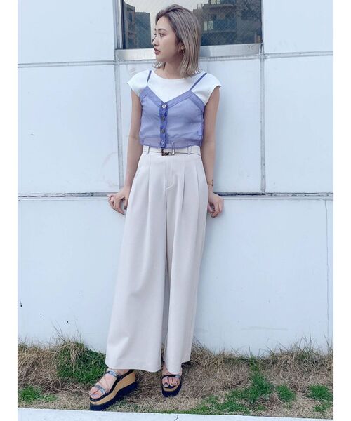 MURUA（ムルーア）の「シアーキャミレイヤードトップス（Tシャツ/カットソー・レディース・ブラック/パープル/ベージュ・FREE）」の15枚目の写真