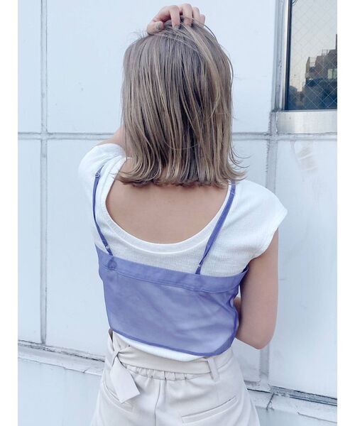 MURUA（ムルーア）の「シアーキャミレイヤードトップス（Tシャツ/カットソー・レディース・ブラック/パープル/ベージュ・FREE）」の16枚目の写真